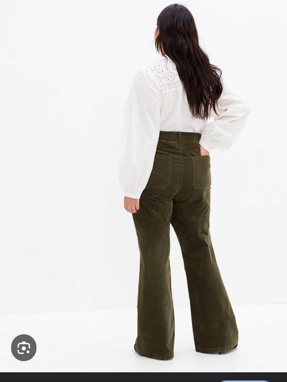 GAP Olive Green Corduroy 70's Style Flare Leg Jeans